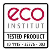 Label de qualité de l’eco-INSTITUT pour les produits particulièrement écologiques.